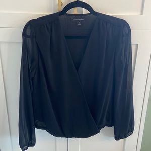Black gauze cross front top